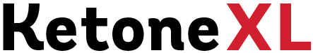 KetoneXL logo with black and red text